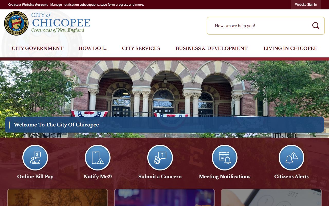 Chicopee city website police department page for 72 hour booking