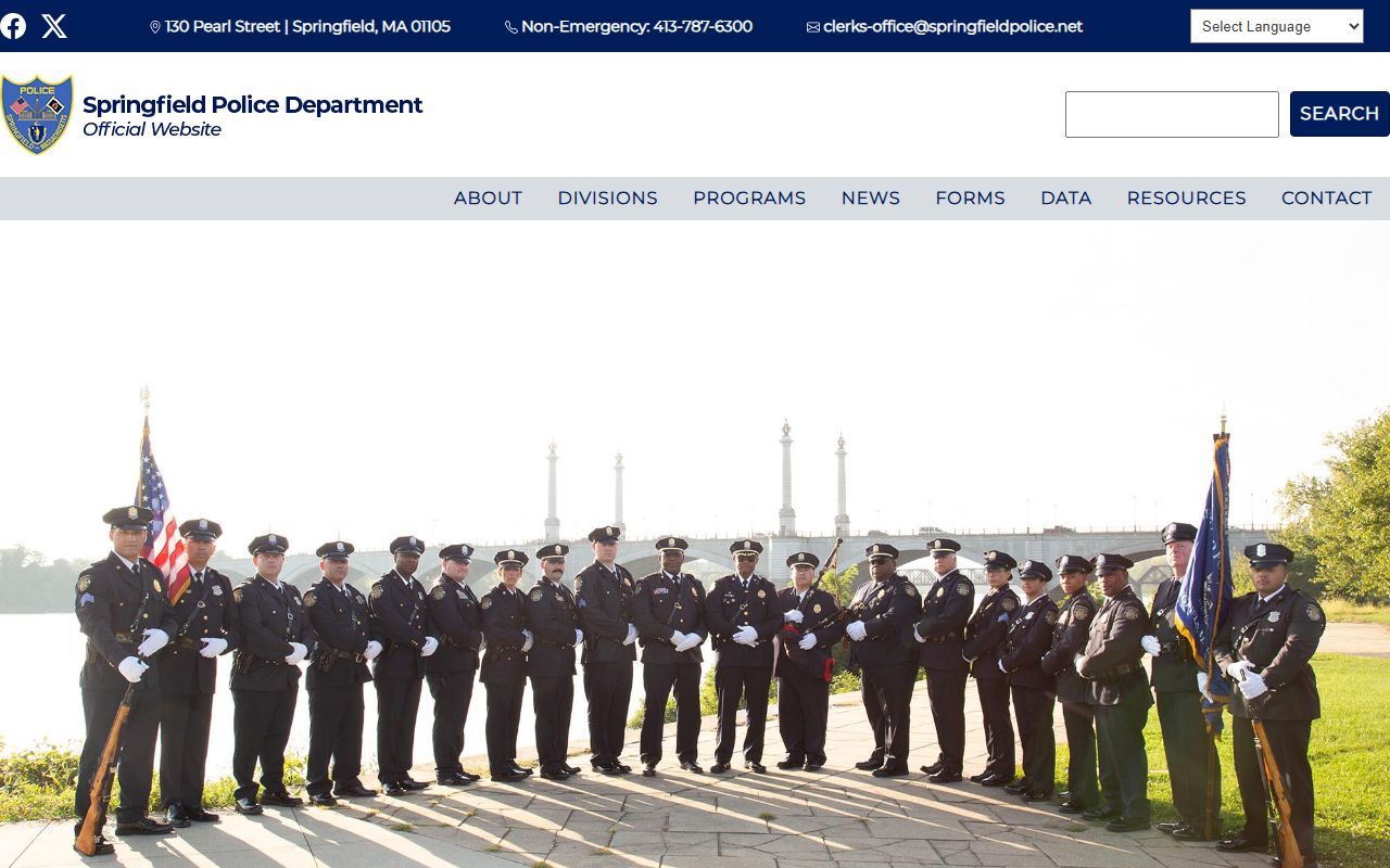 Springfield Police Department homepage for 72 hour booking records