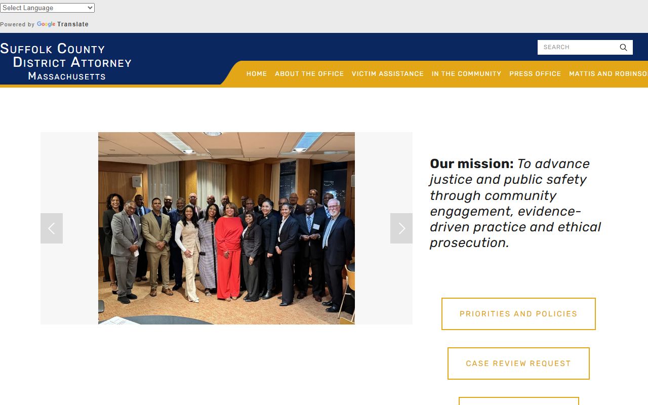 Suffolk County District Attorney website for booking and case information